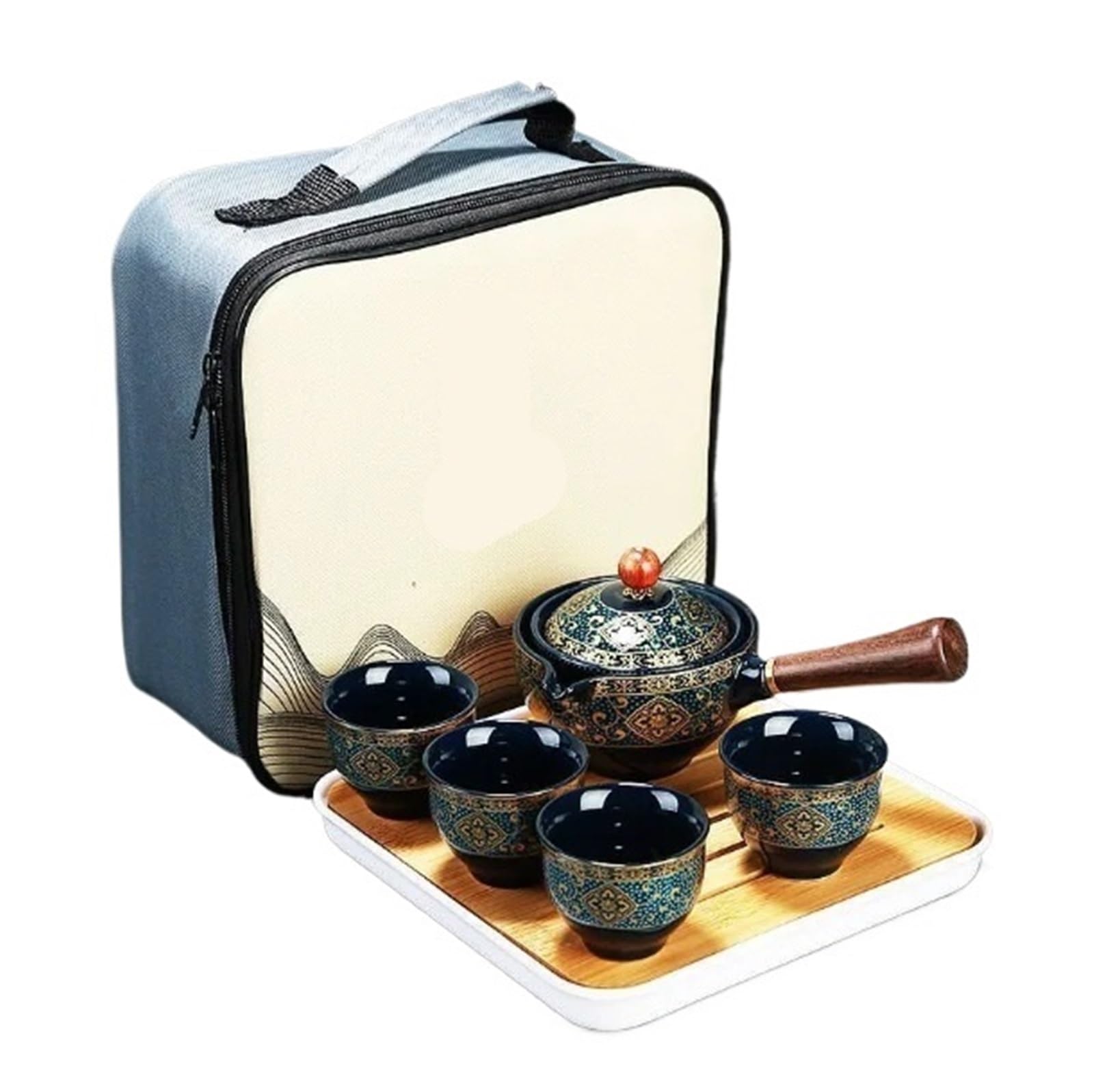 カンフー ティー セット 砂セラミック トラベル ギフト磁器紫土ポット注がれました(Suit B)