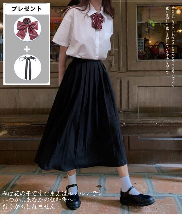 シャツワンピース今っぽシアーシャツjk制服秋クラス服英倫学院風白シャツ卒業中学高校学生運動会制服セッ 4,972円