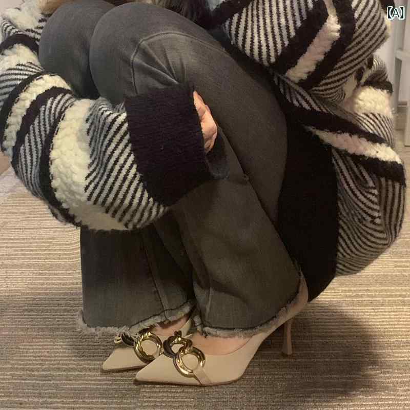 ハイヒール パンプス 美脚 靴 スティレット メタル バックル 婦人靴 春秋 ヌード フレンチ シューズ