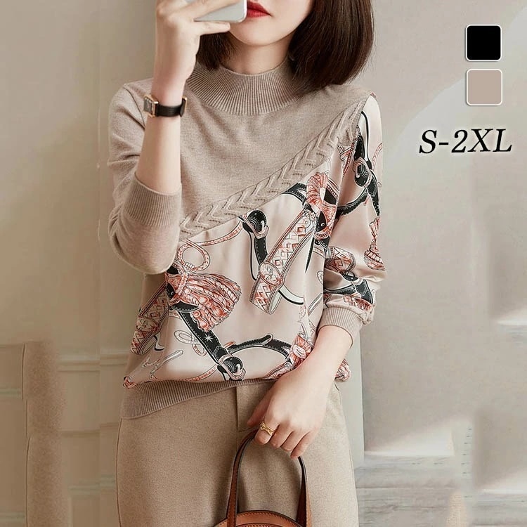 【2025新作】Tシャツ レディース 秋 冬 綿 プルオーバー ロンT トップス クルーネック 総柄 長袖 おしゃれ 30代 40代 プリント 大人 ゆったり スウェット 柄 おしゃれ 一枚で着映える