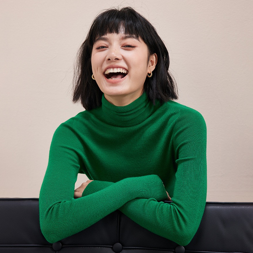 100%ウールニットセーターレディースハイネックベースレイヤー秋冬インナーウェア無地ニットセーター 6,258円