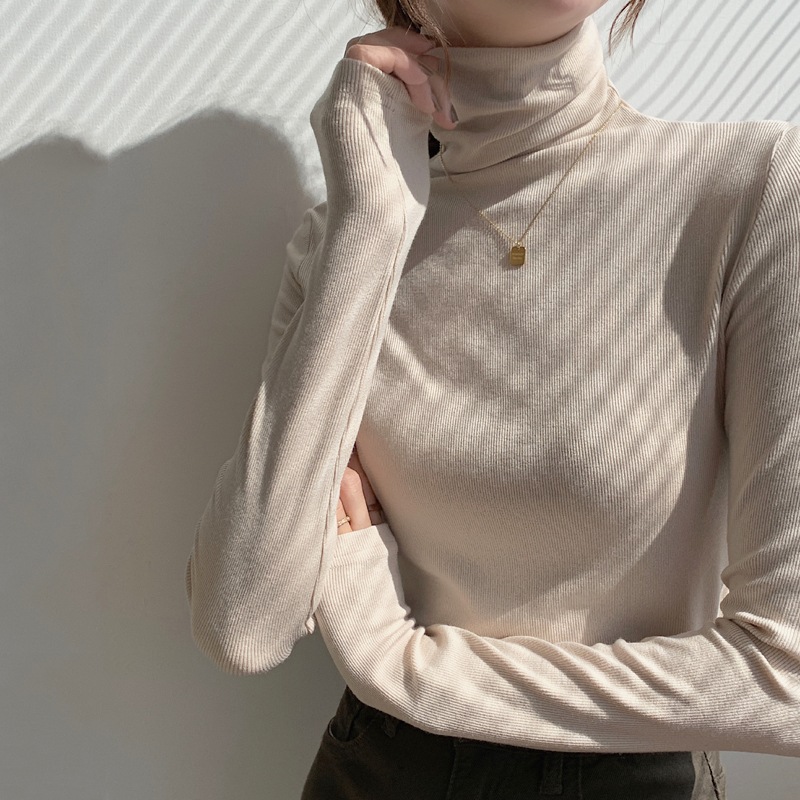 レディース トップス シャツ 長袖 タートルネック スリム プルオーバー 大人可愛い きれいめ シンプル 上品 お洒落 かっこいい レトロ 20代 オルチャン 無地 こなれ感 大きい オフィス 春