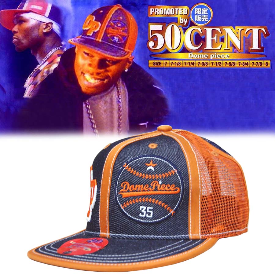 セール 50セント着用 Dome Piese Cap ドームピース キャップ デニム オレンジ メンズ レディース ストリート スタイル HIPHOP ファッション ヒップホップ ウェアー B系