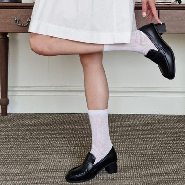 女性用厚底ローファーヒール カジュアルシューズ 5cm