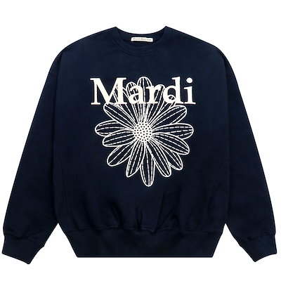SWEATSHIRT FLOWERMARDI NEEDLEWORK NAVY CREAM 長袖 レディース 韓国 ファッション アパレル 刺繍 ロゴ