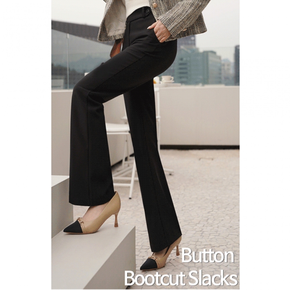クリック＆ファニースタイリッシュボタンブーツカットスラックス [SMLサイズ]