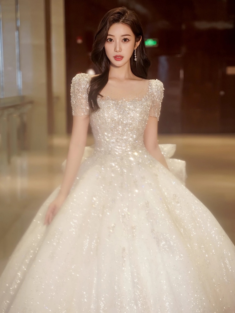 ウェディングドレス2025花嫁メイン糸ロングテール夏高級テクスチャライトレトロプチお出かけ糸