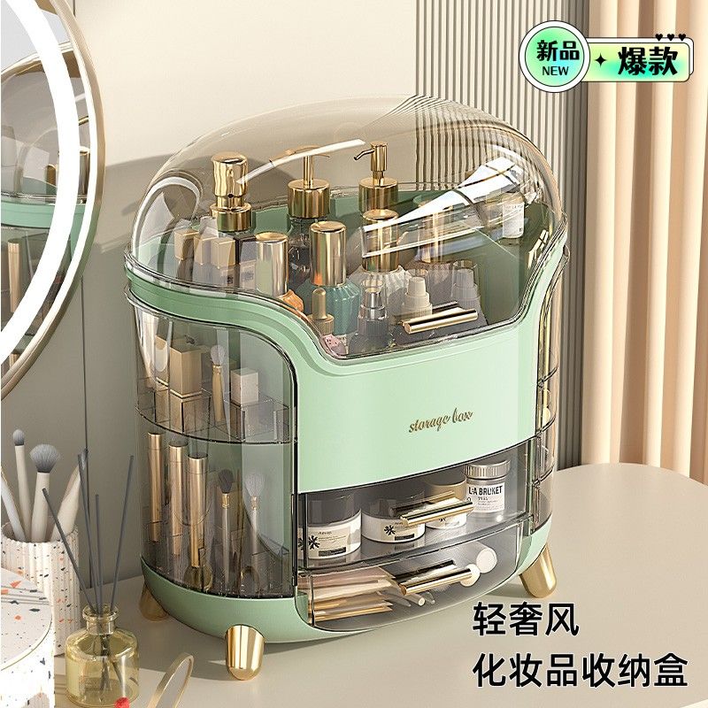 蓋付き多機能メイクアップ収納ボックスデスクトップ大容量軽量高級透明スキンケア製品引き出し収納ラック付き