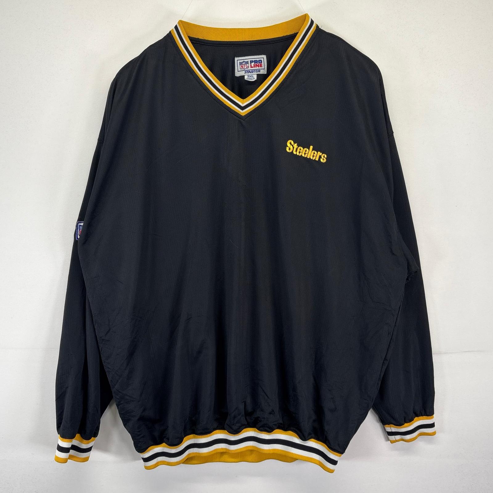 古着 長袖 ゲームシャツ 大きいサイズ NFL ピッツバーグスティーラーズ ワンポイントロゴ 3XL ブラック メンズ