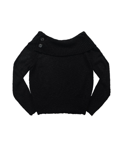【AS"ON】 KIRA OFF-SHOULDER KNIT / BLACK 正規品