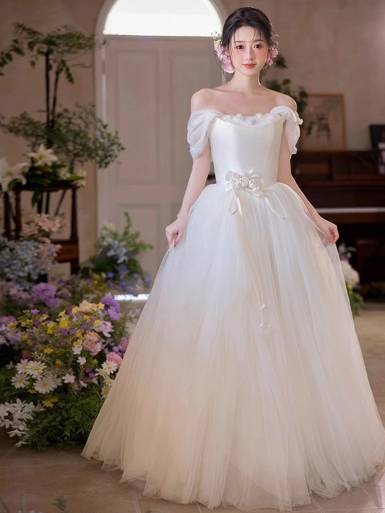 【SNS大人気】XS-3XL レディース ウェディングドレス カラードレス 結婚式　花嫁 披露宴　刺繍 二次会 パーティードレス 演奏会 お嫁さん 発表会 誕会 少女 ホワイト