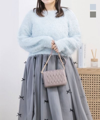 大きいサイズ レディース LL 3L 4L XL XXL XXXL 前後2WAYダンスフェザーニット