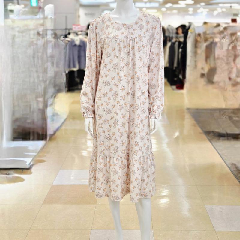 心地よいコートまたは起毛フローラルワンピースパジャマ GW8886A