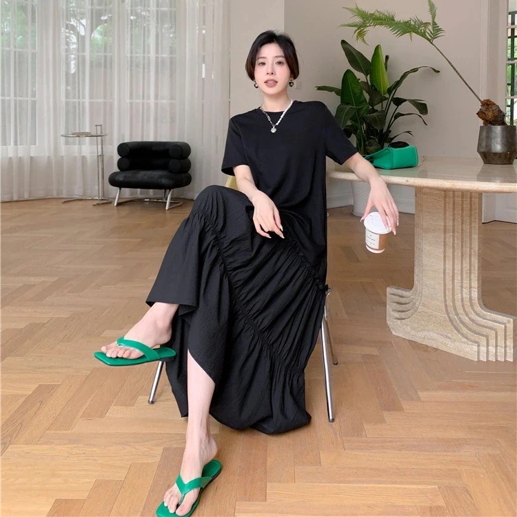 2025シンプル ノースリーブワンピース 着痩せ ゆったり ワンピース 気質 ロング ワンピース24