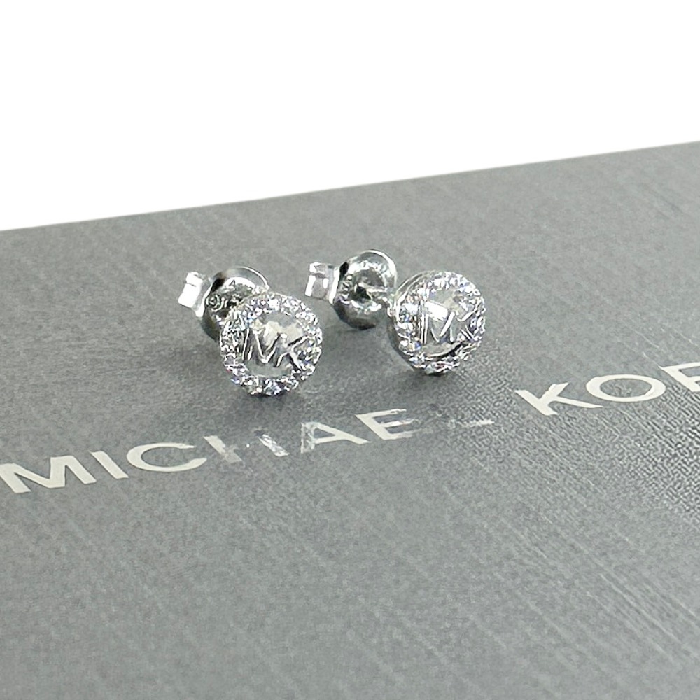 マイケルコース ピアス レディース シルバー スターリングシルバー925 両耳用 両耳ピアス かわいい きれい MKロゴ サークル スタッドピアス キュービックジルコニア ブランド アクセサリー ギフ