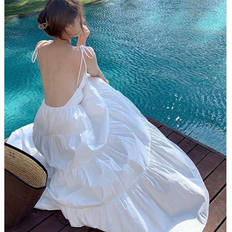 ワンピース レディース 女性用 ロングスカート ワッシャー プリーツ シフォン キャミ フレア 無地