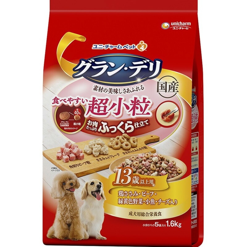 （まとめ買い）グラン/デリ ふっくら仕立て食べやすい超小粒13歳以上用 1.6kg 犬用フード [x4]