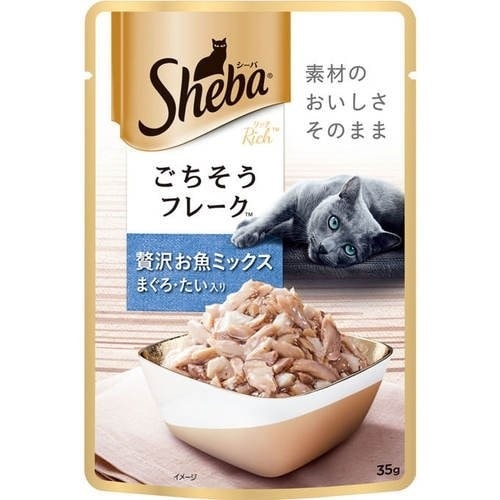 （まとめ買い）マースジャパン シーバ リッチ ごちそうフレーク 贅沢お魚ミックス まぐろ/たい入り 35g 猫用 [x48]