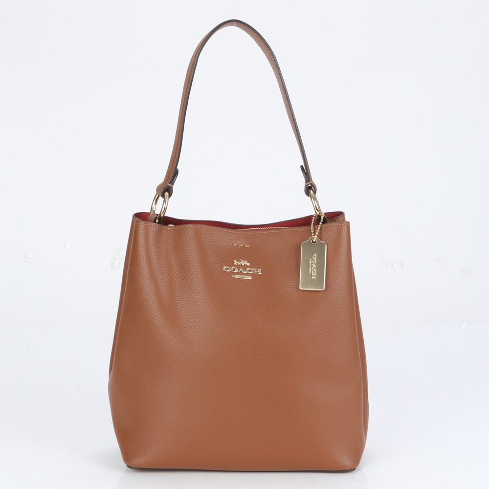 美品 ロゴ タウン バケット ゴールド 金具 91122 レザー ショルダーバッグ 肩掛け トート ハンド レディース RRE CJ5-5 中古