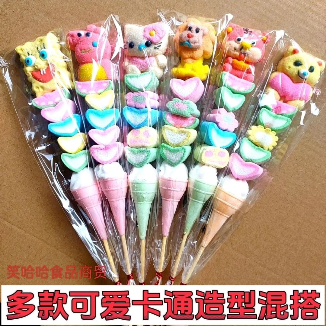 70/200Pcs 3d 漫画マシュマロ スティック柔らかい砂糖漬けひょうたん串子供向けスナックかわいいキャンディー こどもの日のプレゼント 誕生日プレゼント