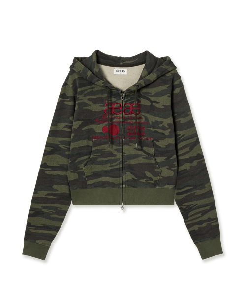 【AEAE】 WEB LOGO CROP HOOD ZIP UP [CAMO GREEN] 正規品
