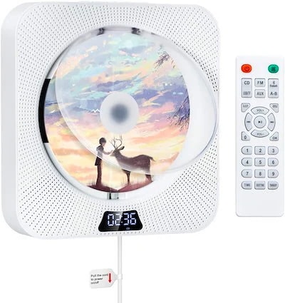 CDプレーヤー 卓上＆壁掛け式 ポータブル 1台多役 CD/FM/USB/AUX/TFカード/リ