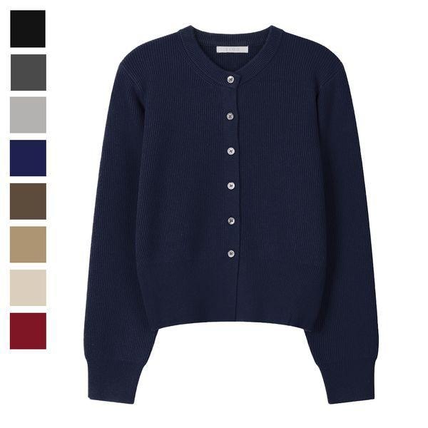 女性の変わりやすい季節のレイチェルラウンド長袖カーディガンSGW CA Q089ネイビー_P407346660