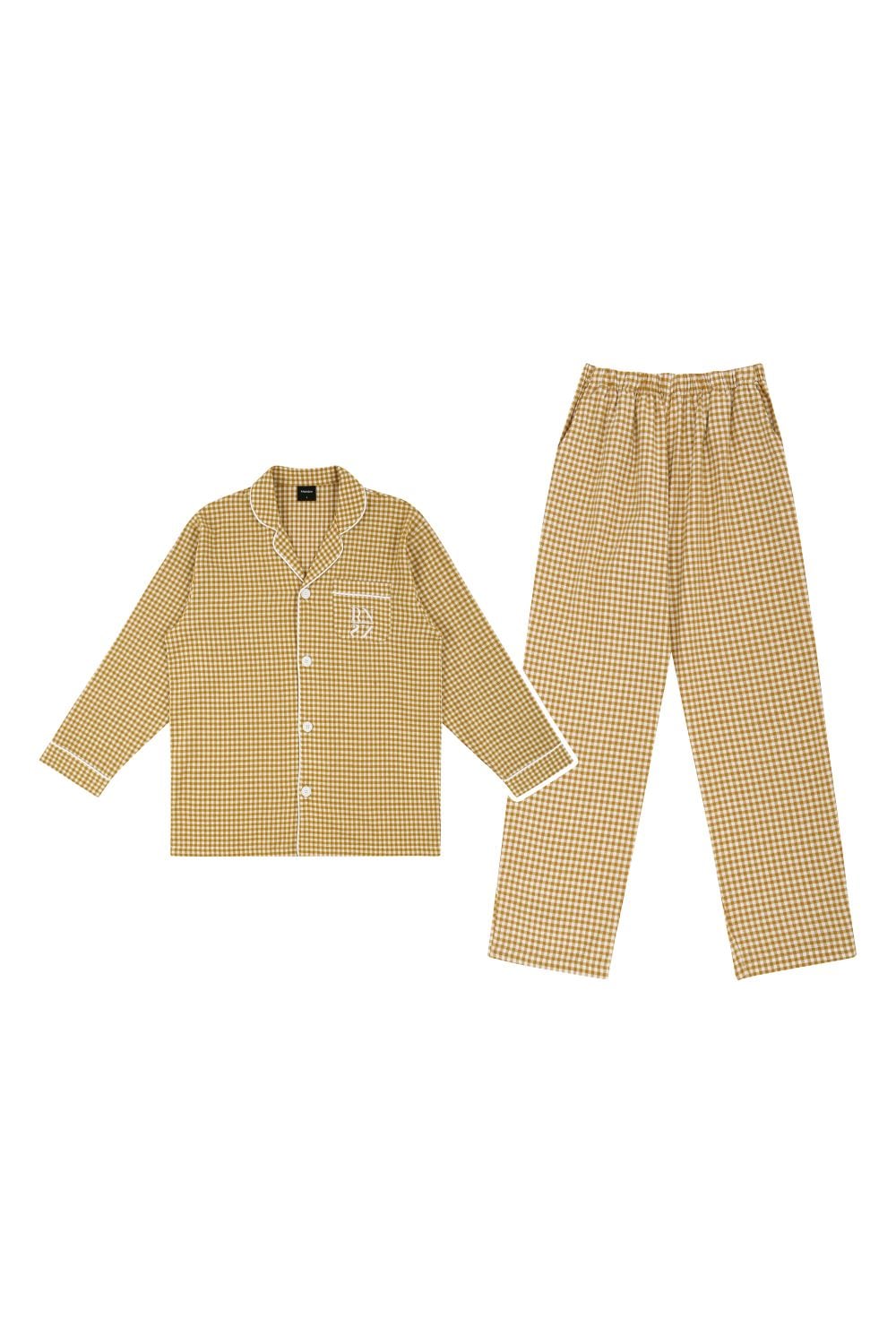 KEP1ER 着用] PRS 머스타드 체크 파자마 셋업