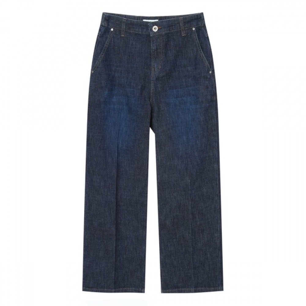 [ヘッジズレディース] 25SS エッセンシャルサマークロップドセミワイドバンディングデニムパンツネイビー HSPA5BC81N2