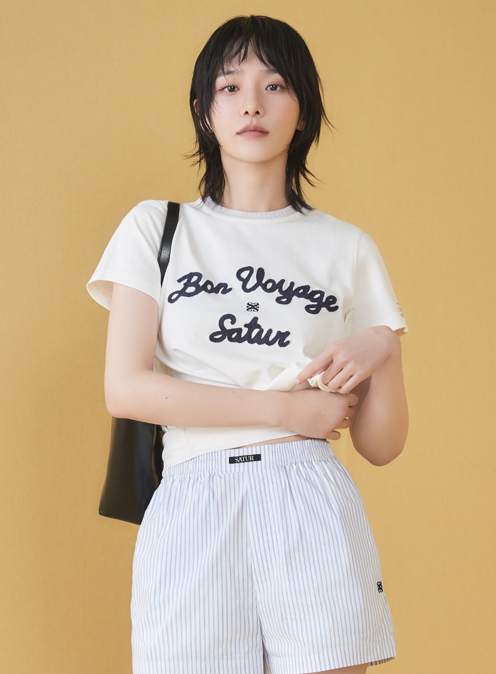 [세터] (W) セッター ロゴ 刺繍 見よう 半袖 Tシャツ ( Resort Ivory )