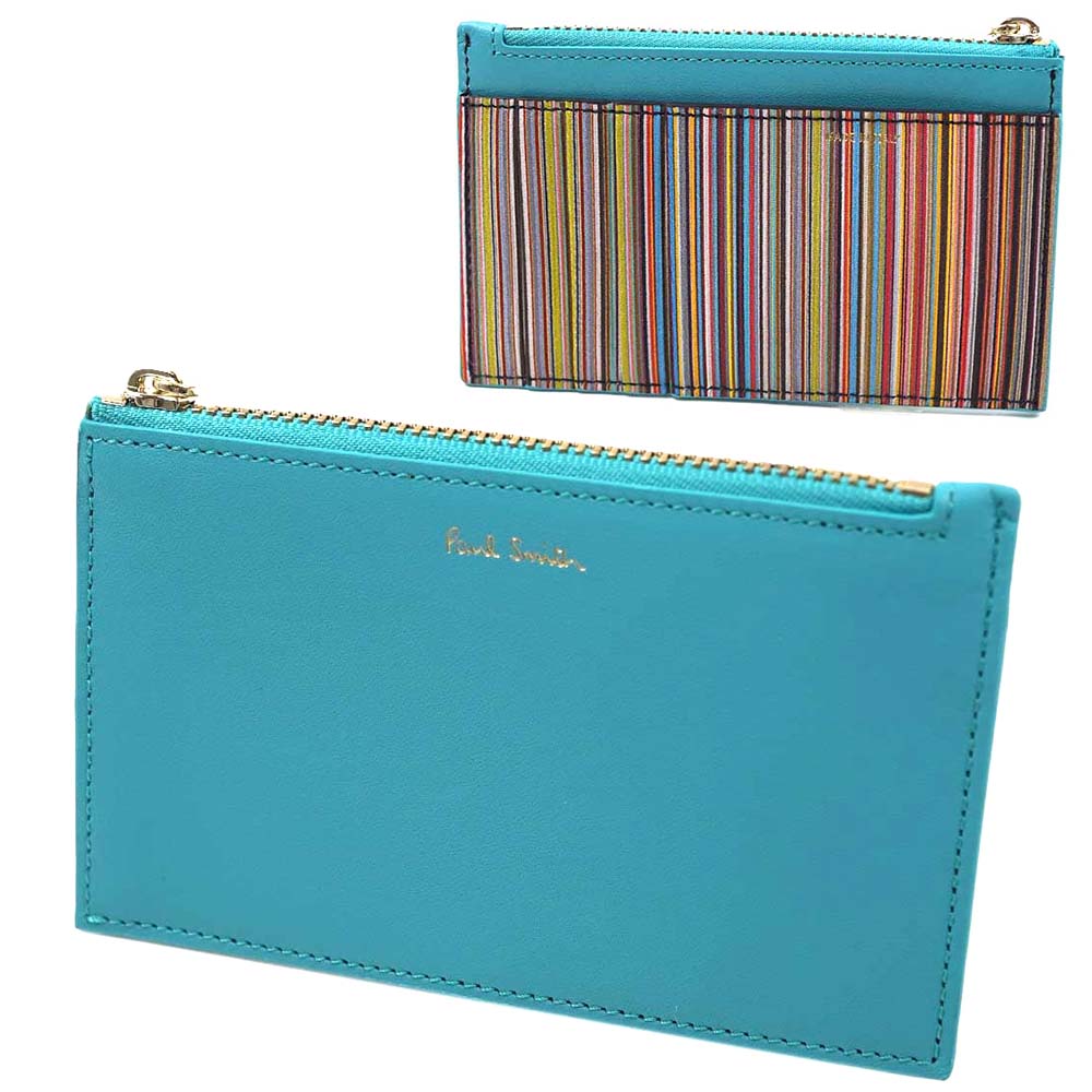 ポールスミス カードケース コインケース 小銭入れ フラグメントケース メンズ ライトブルー/マルチストライプ PAUL SMITH M1A-6136-BMULTI-42