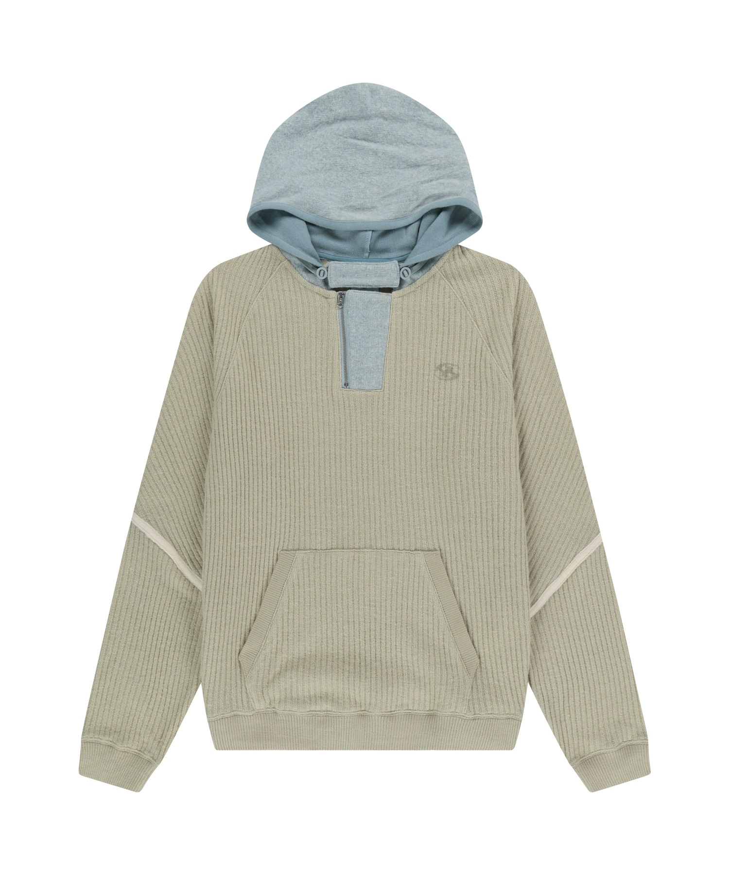 【SANSANGEAR】 RIBBED HOODIE KNIT : BEIGE
