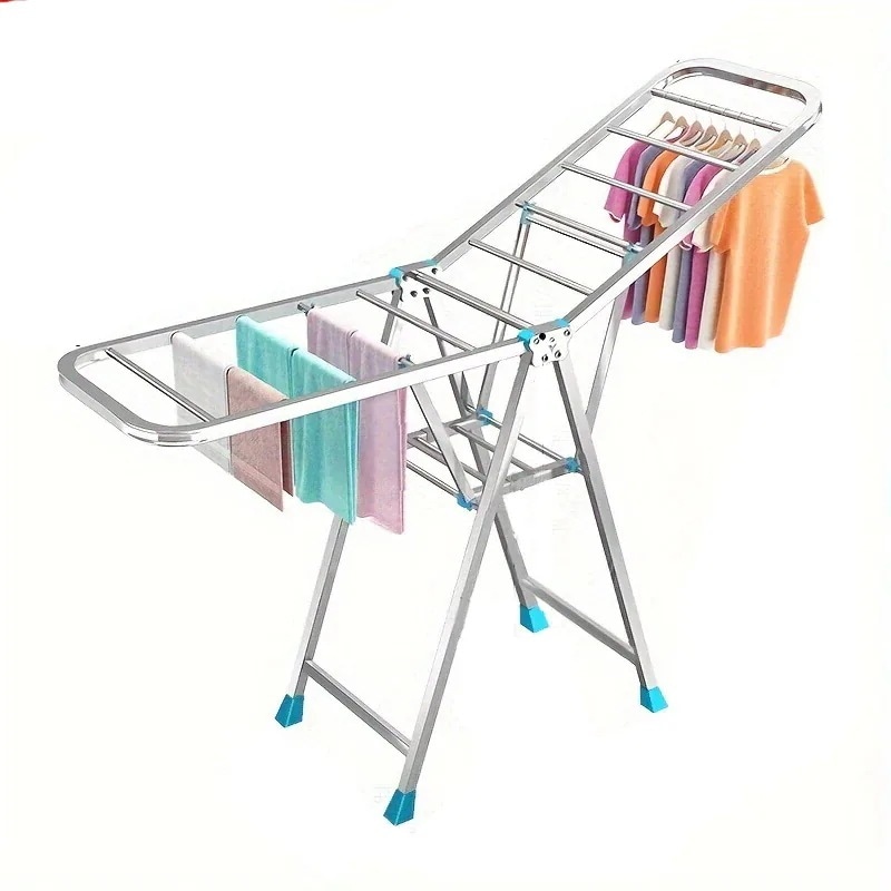 洗濯物を干すための1台の衣類乾燥ラック室内外兼用の折りたたみ可能な洗濯物ラック洗濯棒付きの省スペース衣類ラックバルコニーや寝室の衣類収納オーガナイザー1438