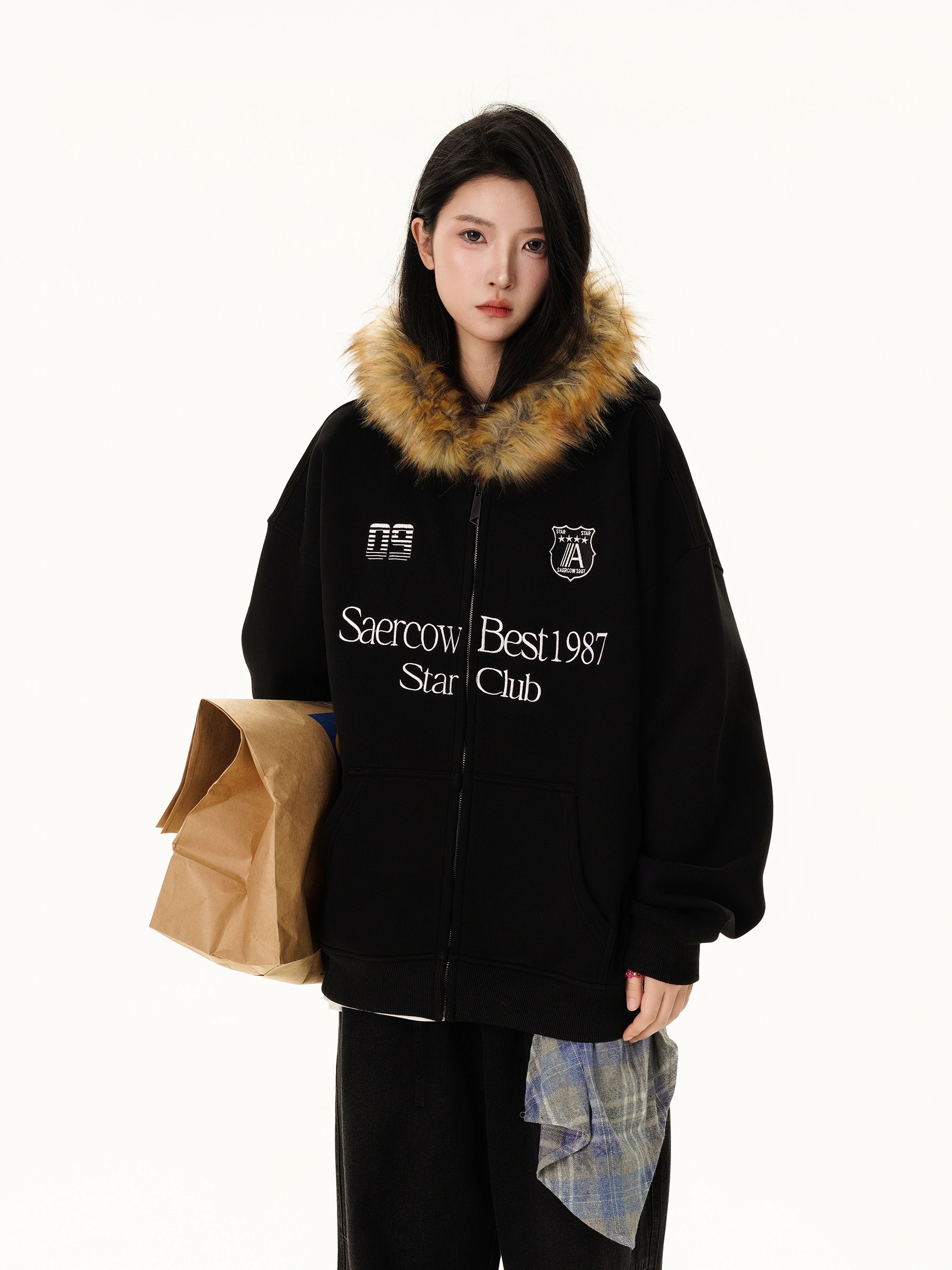 2026流行2025 秋冬 韓国っぽ 防寒 暖かい厚手 2type裹起毛アウタートレンドかわいいレディースブルゾンフード付きロング丈羽織り柄長袖トップスカジュアルファッション系フルカラーダコーデフェイ