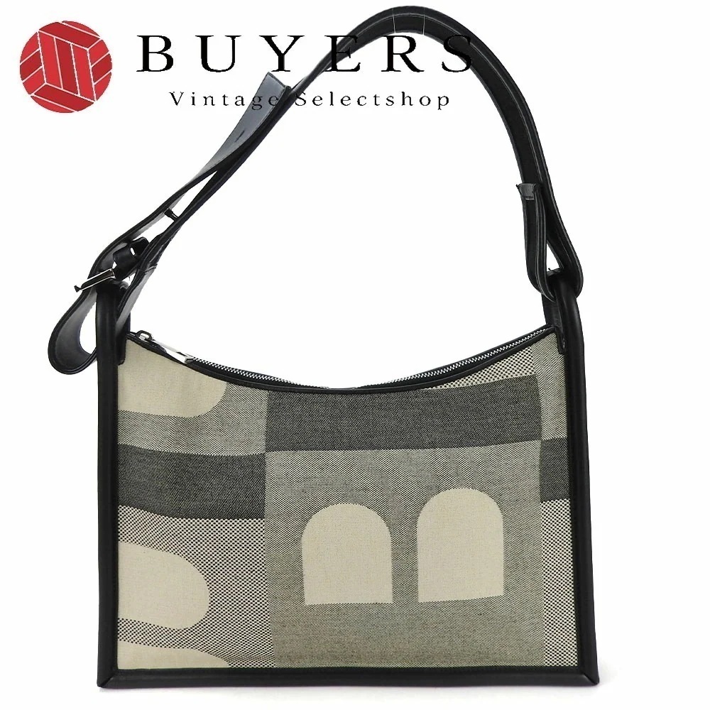 中古 バリー ワンショルダーバッグ 肩掛け キャンバス レザー 革 ベージュ ブラック 黒 カジュアル 普段使い レディース 女性 BALLY shoulder bag beige black