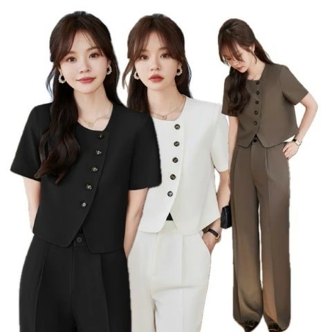半袖ジャケットワイトパンツ 2set大きいサイズ レディース 秋冬 下着 ボトムス ストレート スキニー ショーツ pants