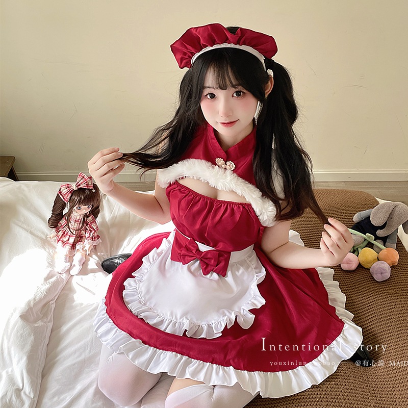解説スウィートメイド衣装クリスマスシャツロリータミディドレス