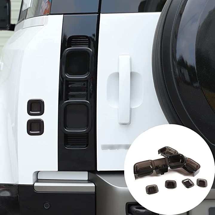 ABS テールライトガード装飾 カーテールライトスモーキーカラーテールライトカバー サンシェード ブレーキインジケーター ランドローバーディフェンダー90 110 2020( ブラック)