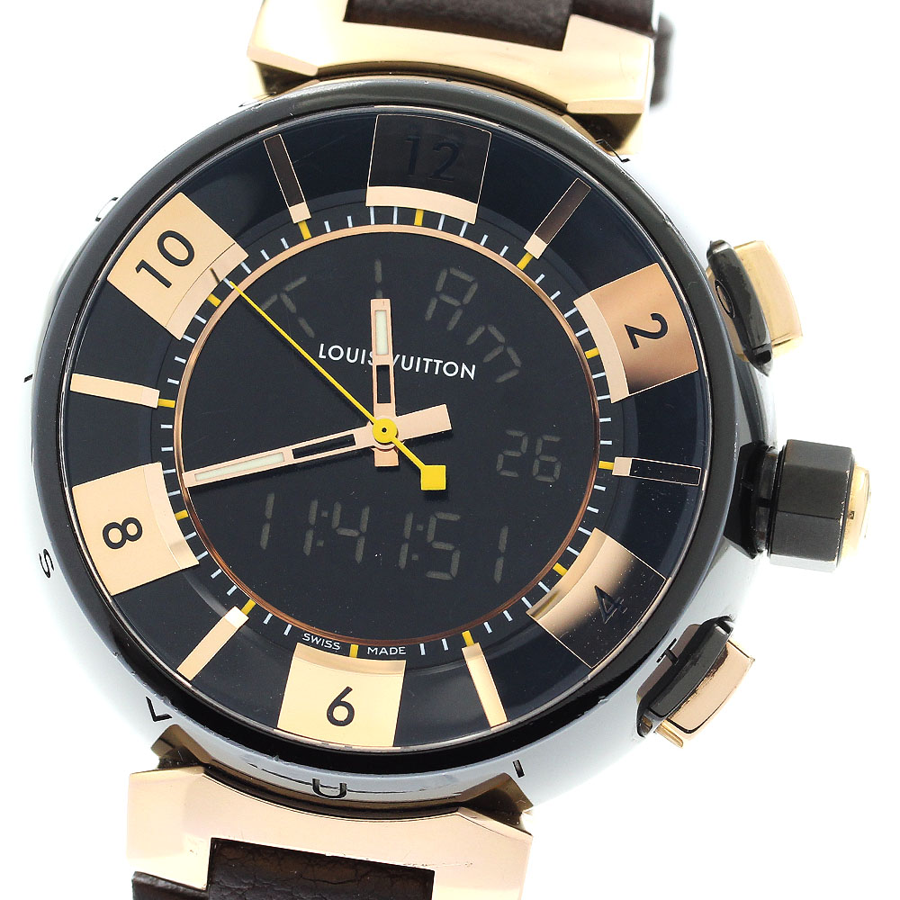 ルイ・ヴィトン LOUIS VUITTON Q118N タンブール クォーツ メンズ 箱・保証書付き_895127【中古】