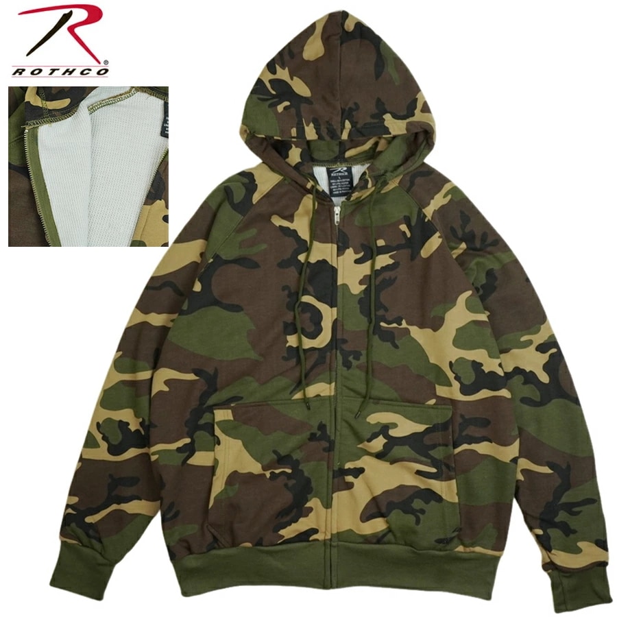 ロスコ ROTHCOメンズ パーカー サーマルライニング ジップフーディーTHERMAL LINED ZIP HOODIE 6262WOODLAND CAMO ウッドラ 6,845円