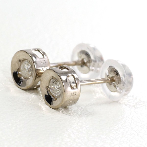 K14 14金 WG ホワイトゴールド ピアス ダイヤ 0.05 ×2 ジュエリー 中古