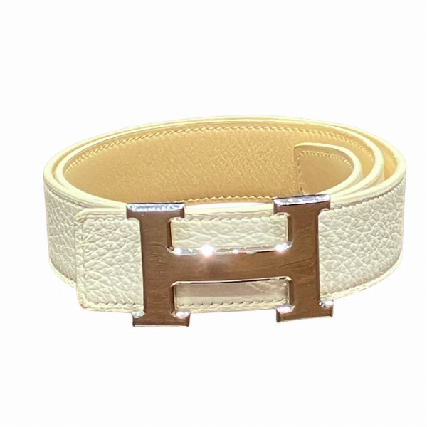 エルメス Hフォーブルベルト ホワイト レザー ベルト ユニセックス【中古】