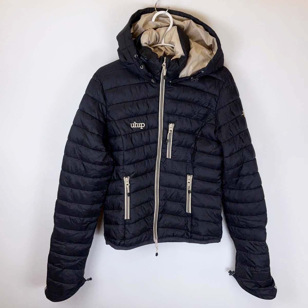 【中古】UHIP 中綿 ジャケット 38 ブラック レディース フード取り外し可能 乗馬 防寒