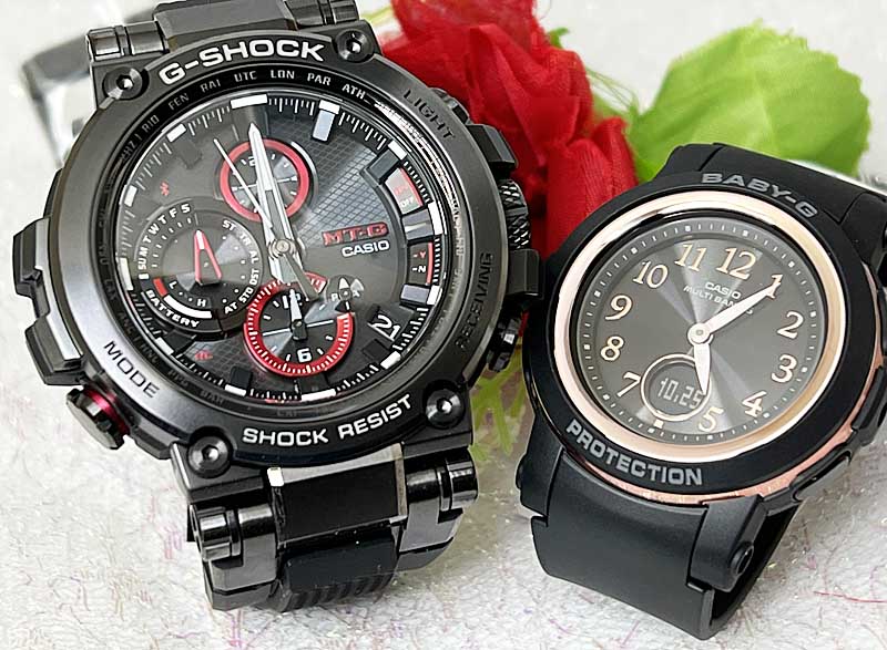 恋人たちのGショックペアウオッチ G-SHOCK BABY-G ペア腕時計 カシオ 2本セット gショック 電波ソーラー MTG-B1000B-1AJFBGA-2900AF-1AJF 婚約　夫婦 高級