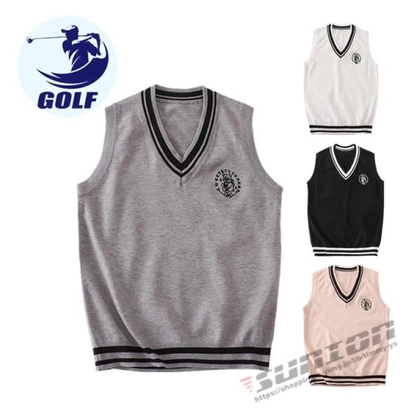 ゴルフウェア レディース ベスト ゴルフベスト ブルゾン ケーブルニットベスト Vネック 防寒ウェア アウター かわいい おしゃれ 新作