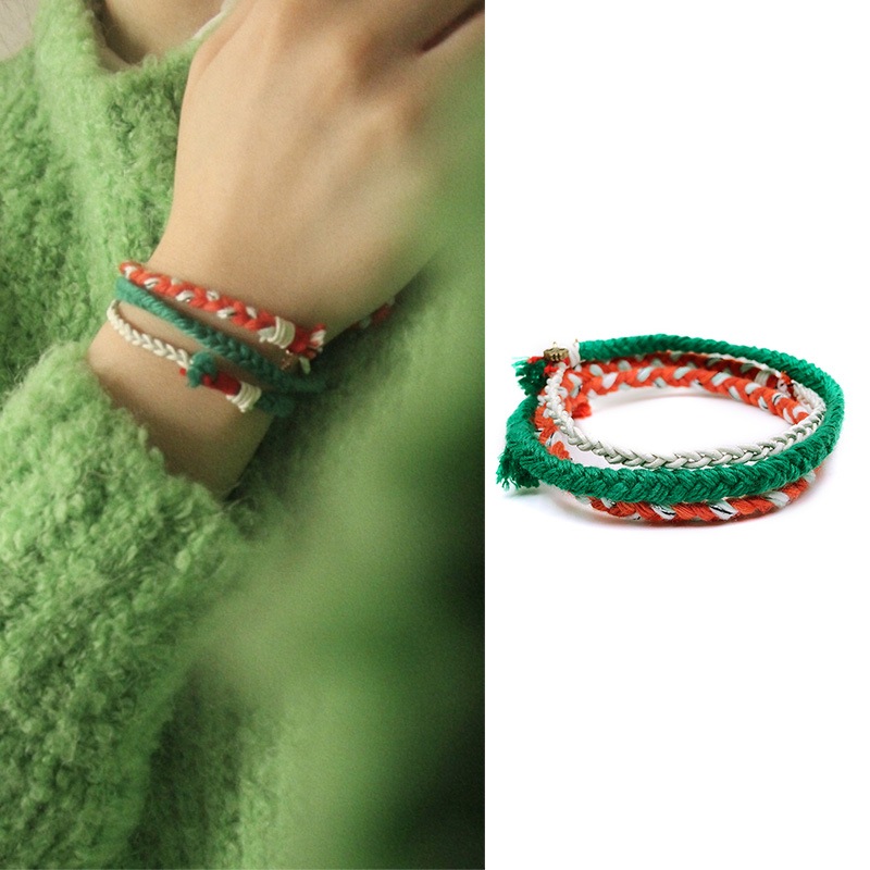 BTS JIN着用/3MIX.68/お守り 願い 糸ブレスレット/防弾少年団ファッション