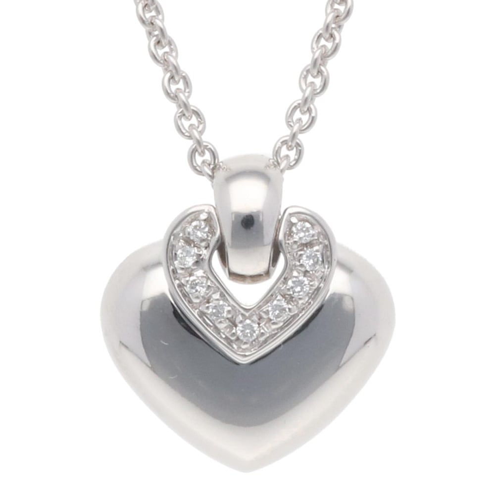 ブルガリ ドッピオクオーレ ネックレス 18金 K18ホワイトゴールド ダイヤモンド BVLGARI 中古 美品