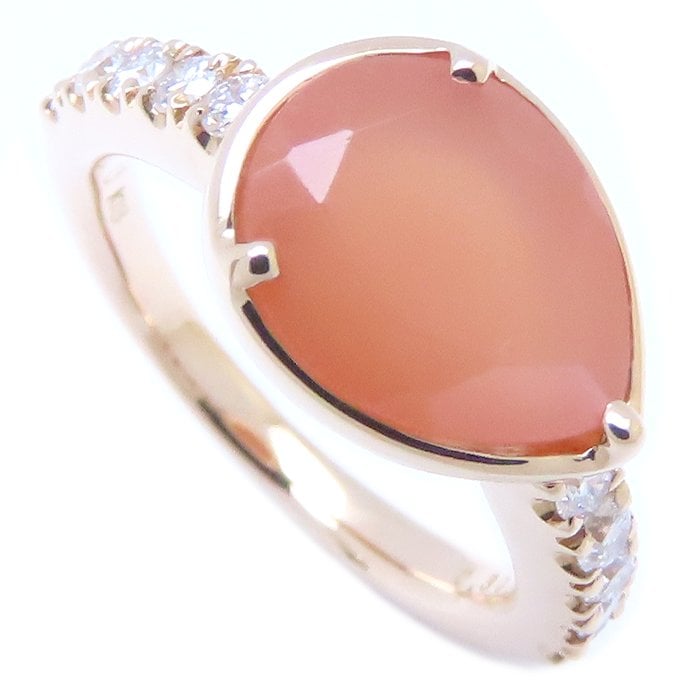 オレンジムーンストーン リング ダイヤモンド0.30ct 9.5号 K18PG レディース/294272【中古】