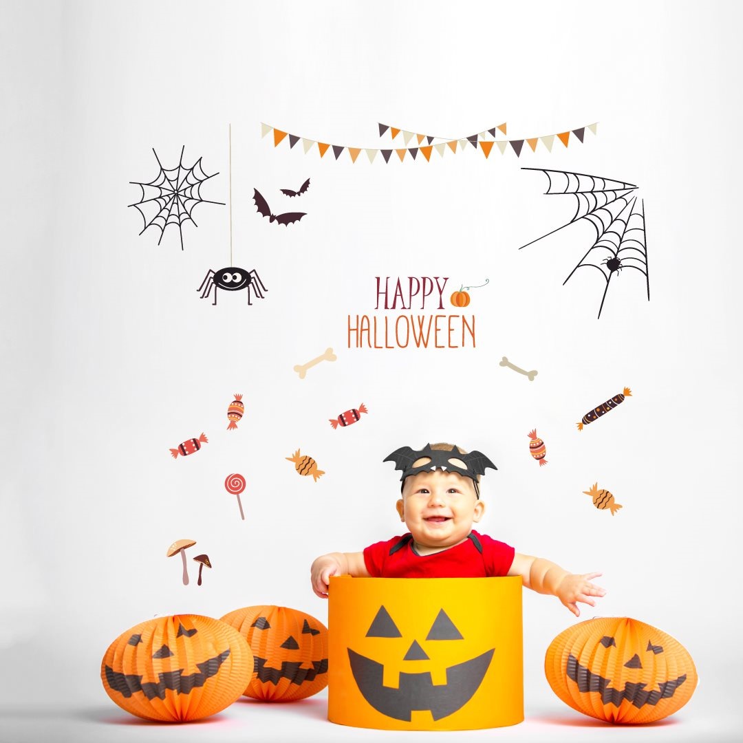 ハロウィンシール式ウォールステッカー Halloween ハロウィーン かぼちゃ おばけ ランタン パーティ 文字 魔女 かわいい おしゃれ 大人 Trick Or Treat お菓子