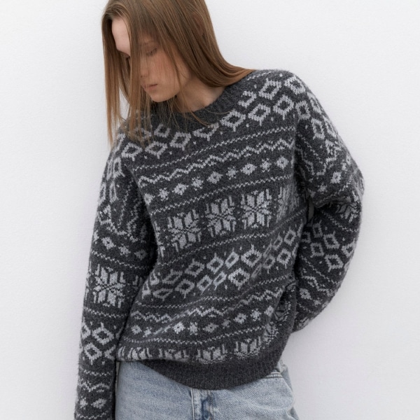 SNOW FLAKES KNIT PULLOVER (T-7148)